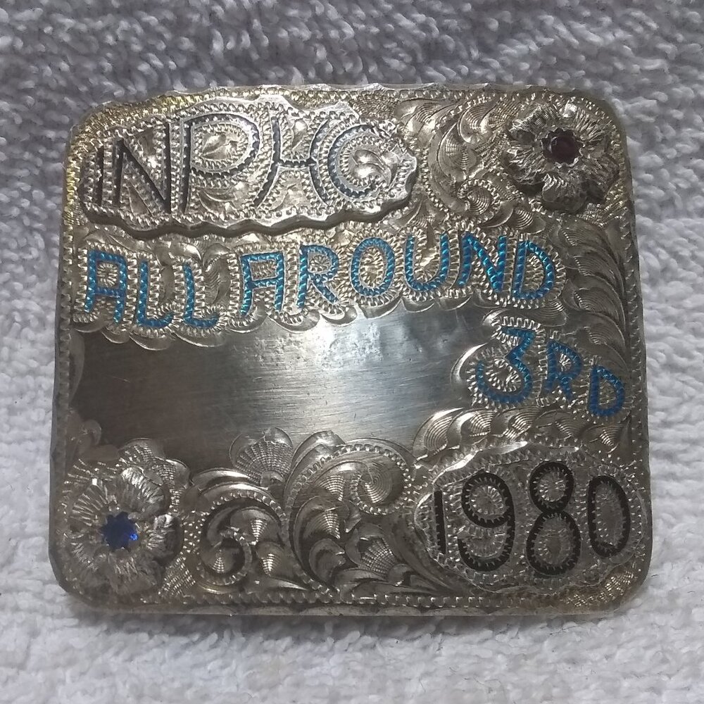 INPHC All Around  3RD 1980 Silver Buckle Flower Hanson Signed Vintage !!